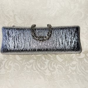 JNB Silver Metallic Clutch